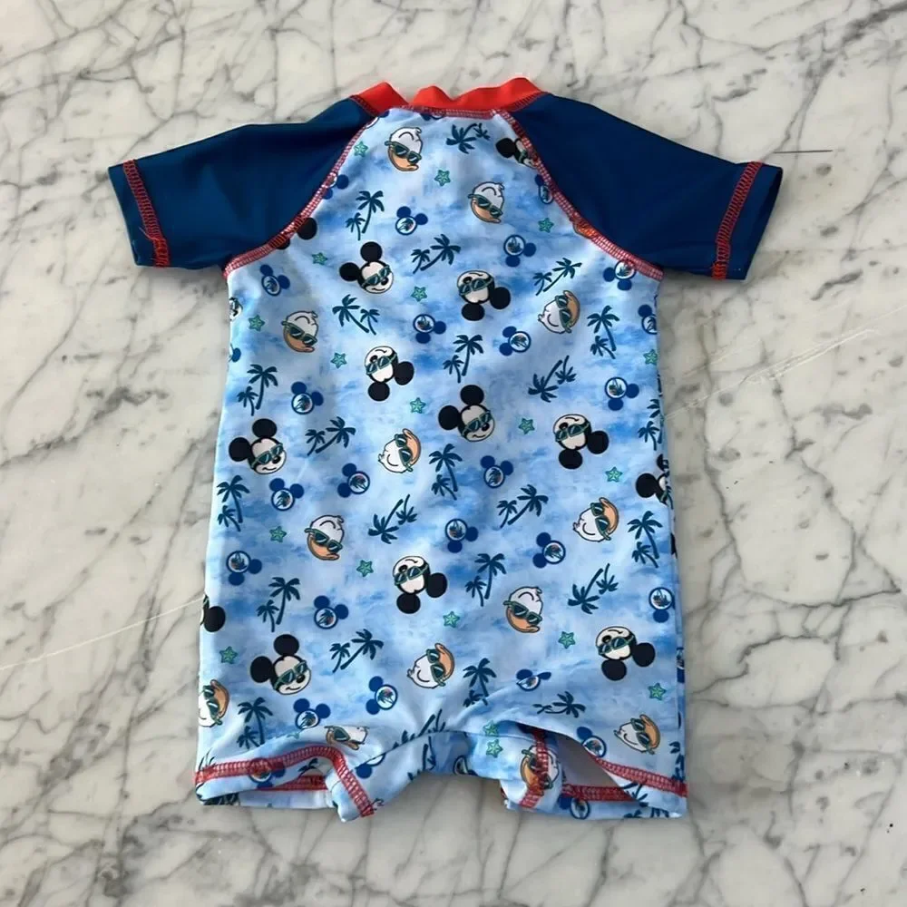 Disney Mickey Donald baby one piece rash guard swim suit size 3/6 months